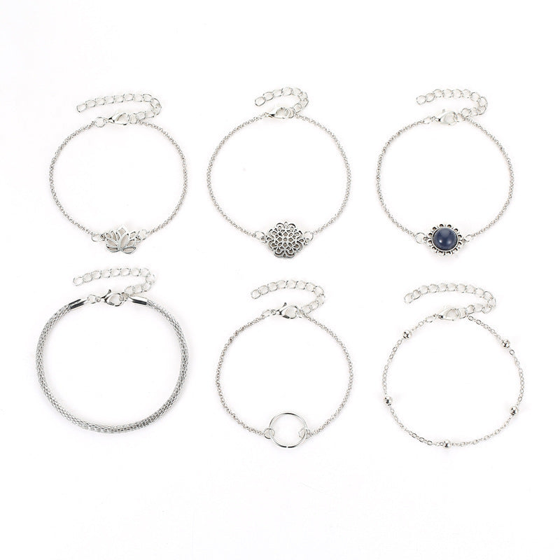 Wholesale Geometric Map Beads Shell Tassel Alloy Bracelet